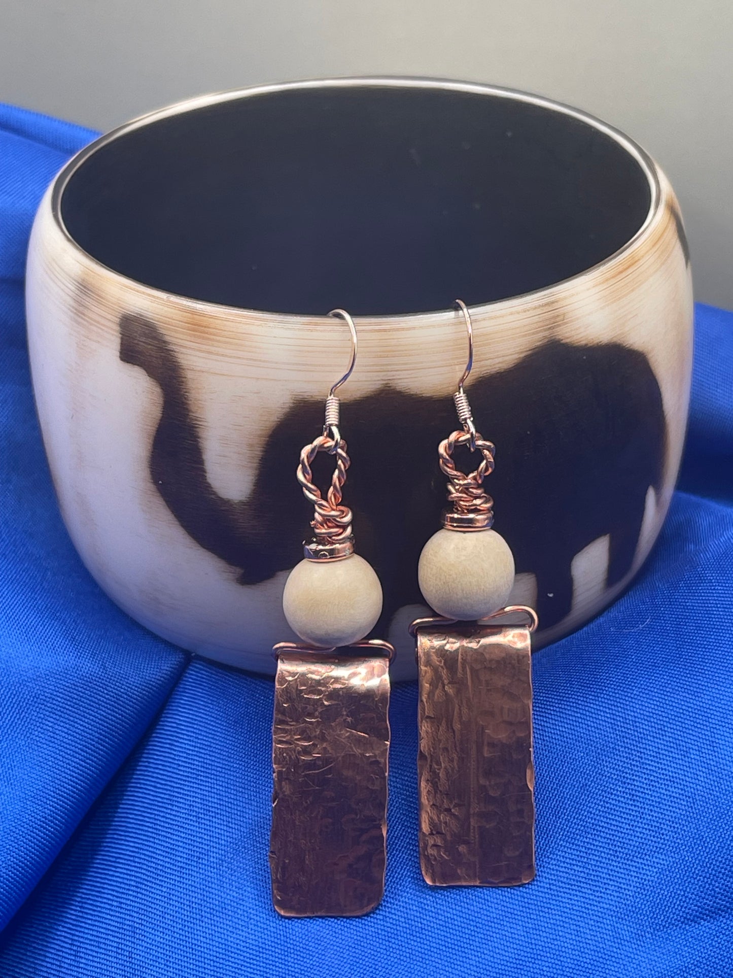 Hammered Copper Rectangle Earrings