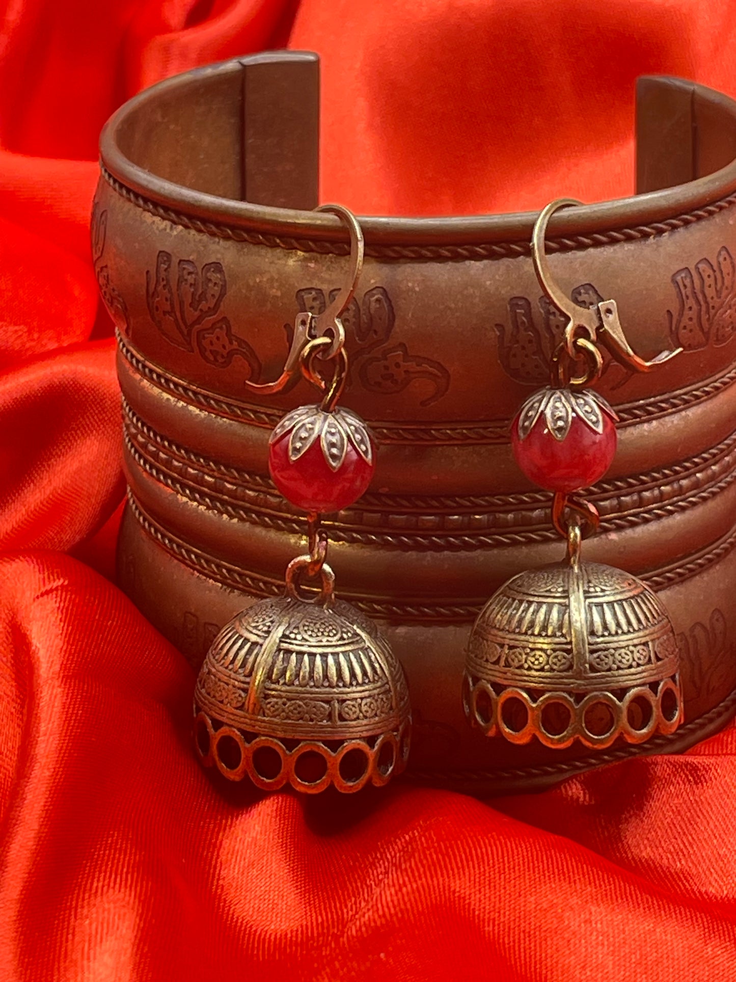 Silver Bell Hematite Bead Earrings