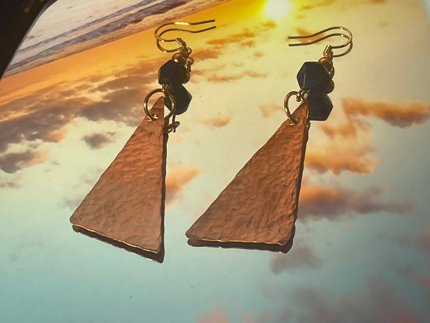 Hammered Triangular Copper Earrings