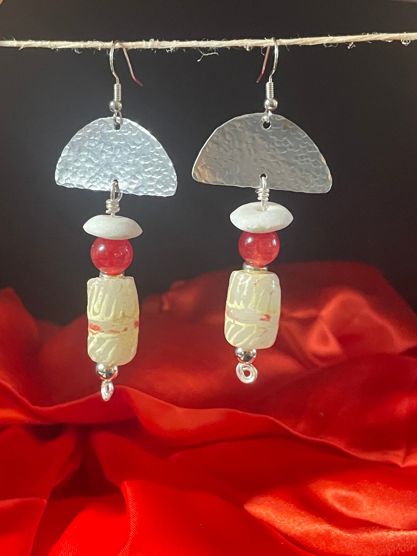 Afro Centric Red Agate Bead Earrings