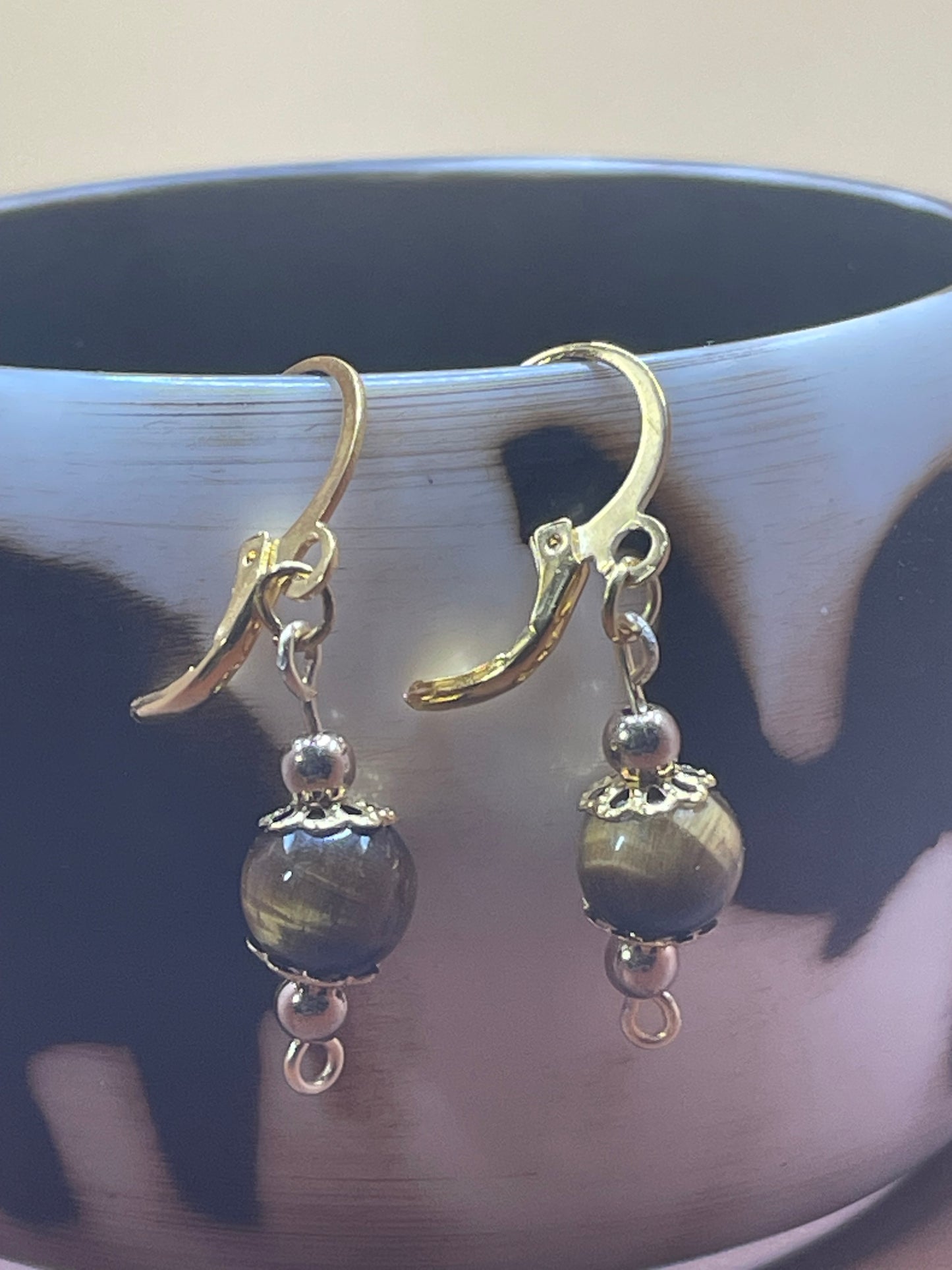 Tiger's Eye Bead Earrings