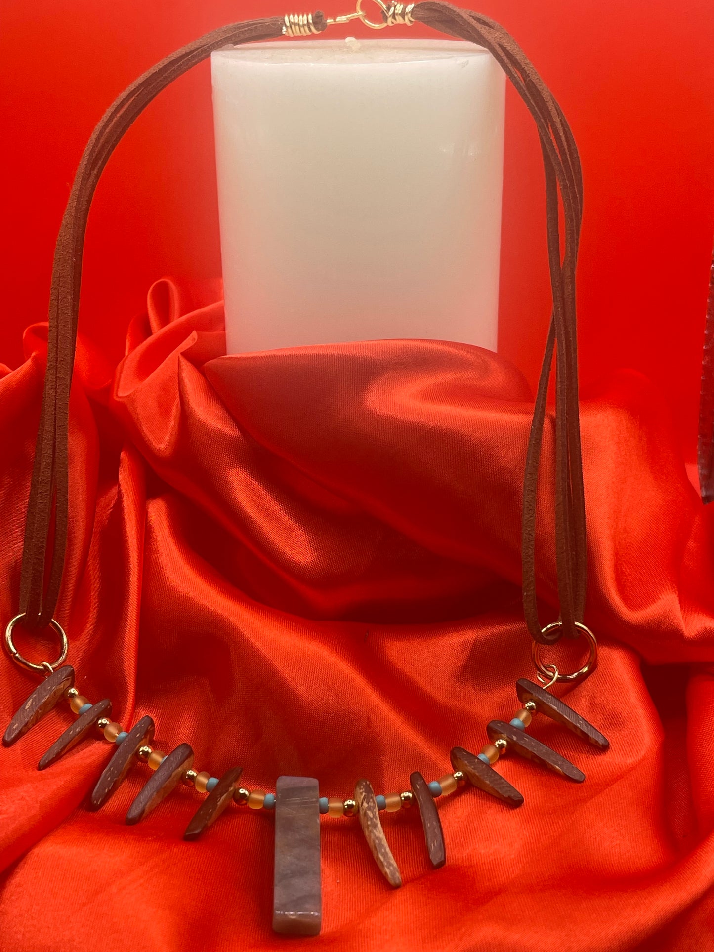 Agate Necklace with Coconut Spikes