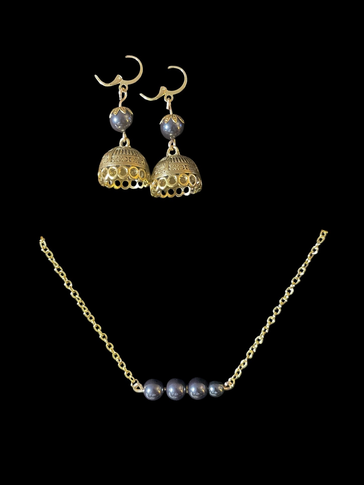 Hematite Golden Bell Set