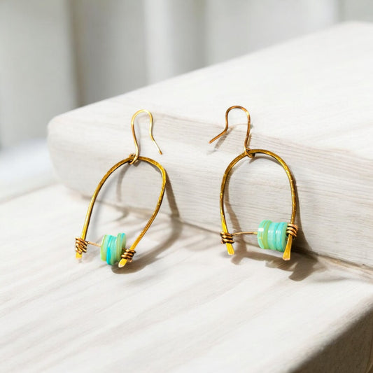 Copper and Turquoise Horseshoe Earrings