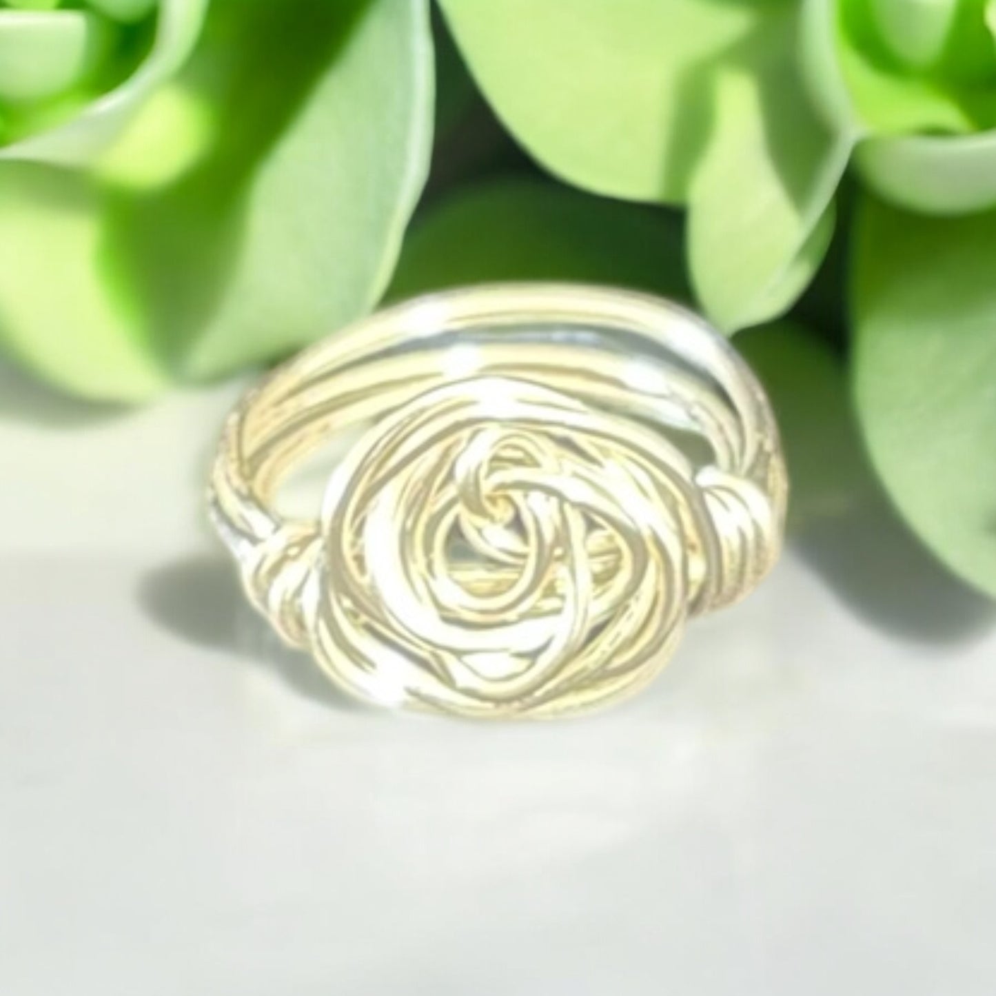 Silver Wire Rose Ring