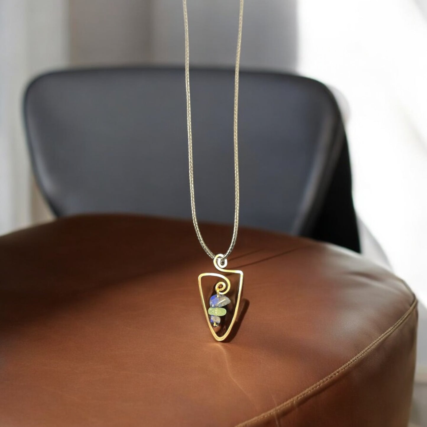 Gold Colored Gemstone Arrow Pendant