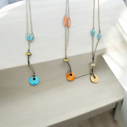 Boho Gemstone Donut Necklace