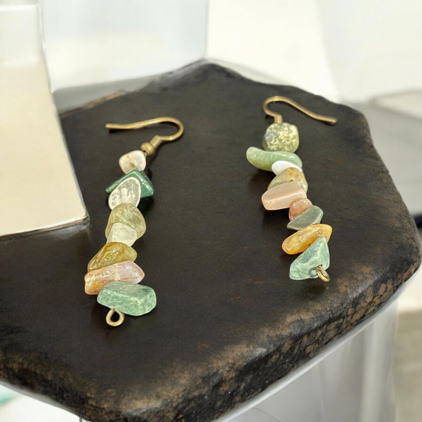 Gemstone Chip Dangle Earrings