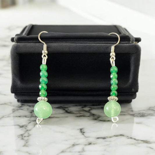 Jade Beaded Dangle Earrings