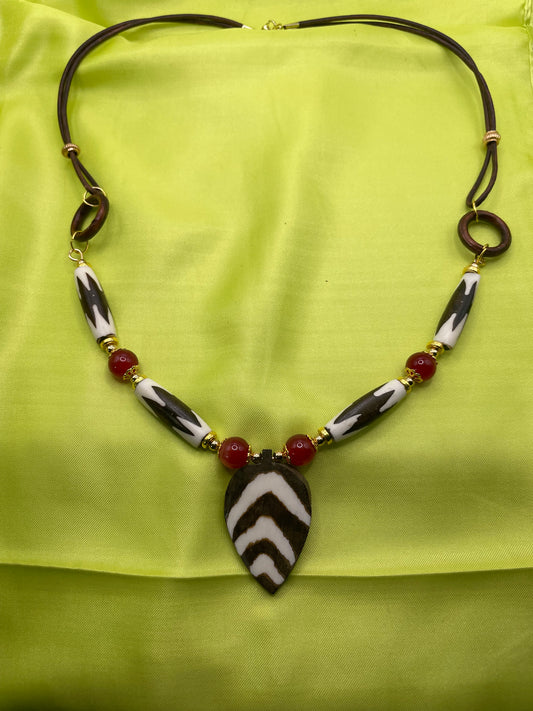 V - Spear with Red Carnelian Ethnic Necklace