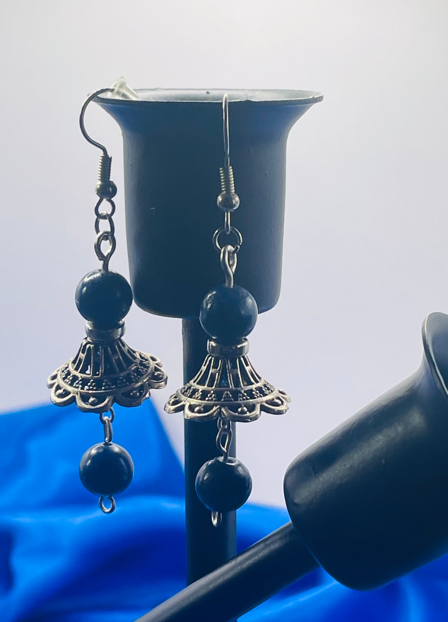 Fluted Lapis Dangle Earrings