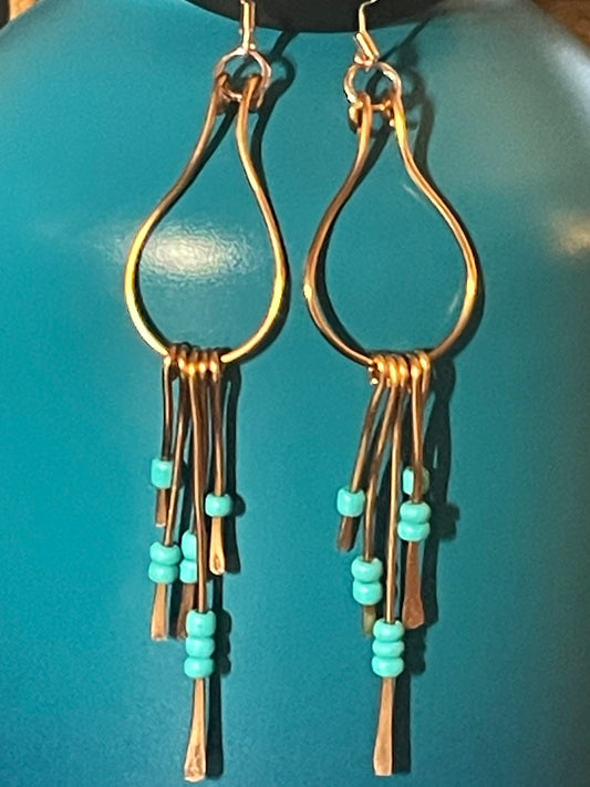 Golden Tear-Drop Paddle Earrings