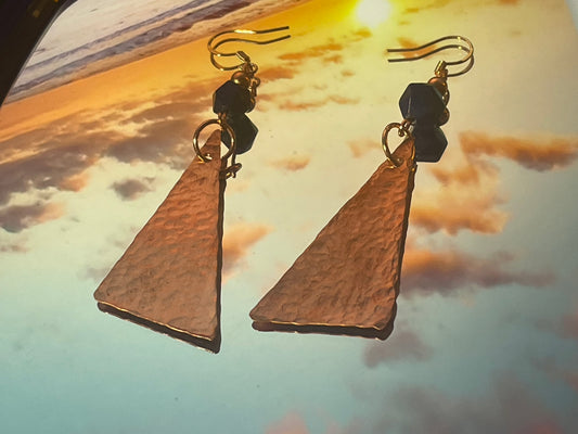 Hammered Triangular Copper Earrings