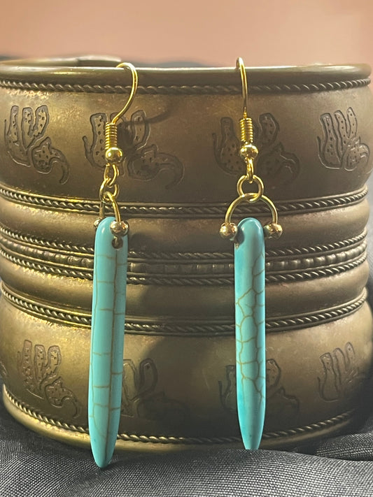 Turquoise Colored Pencil Earrings
