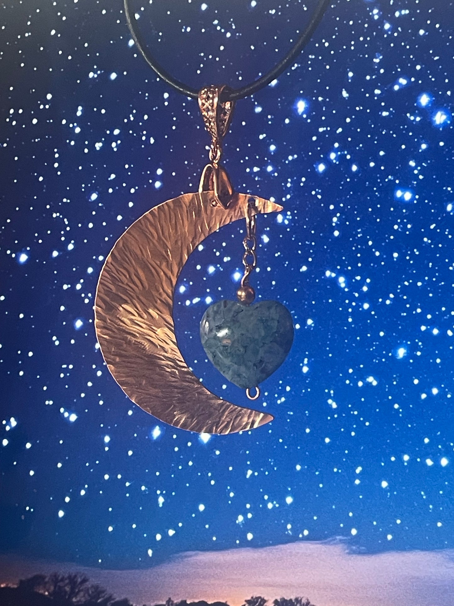 Crescent Moon Shaped Copper Pendant