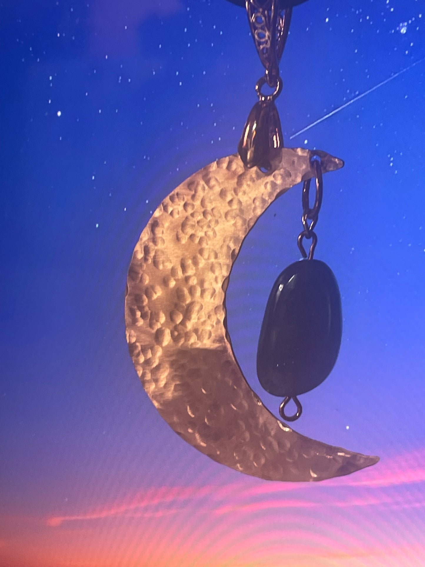 Crescent Moon Shaped Copper Pendant