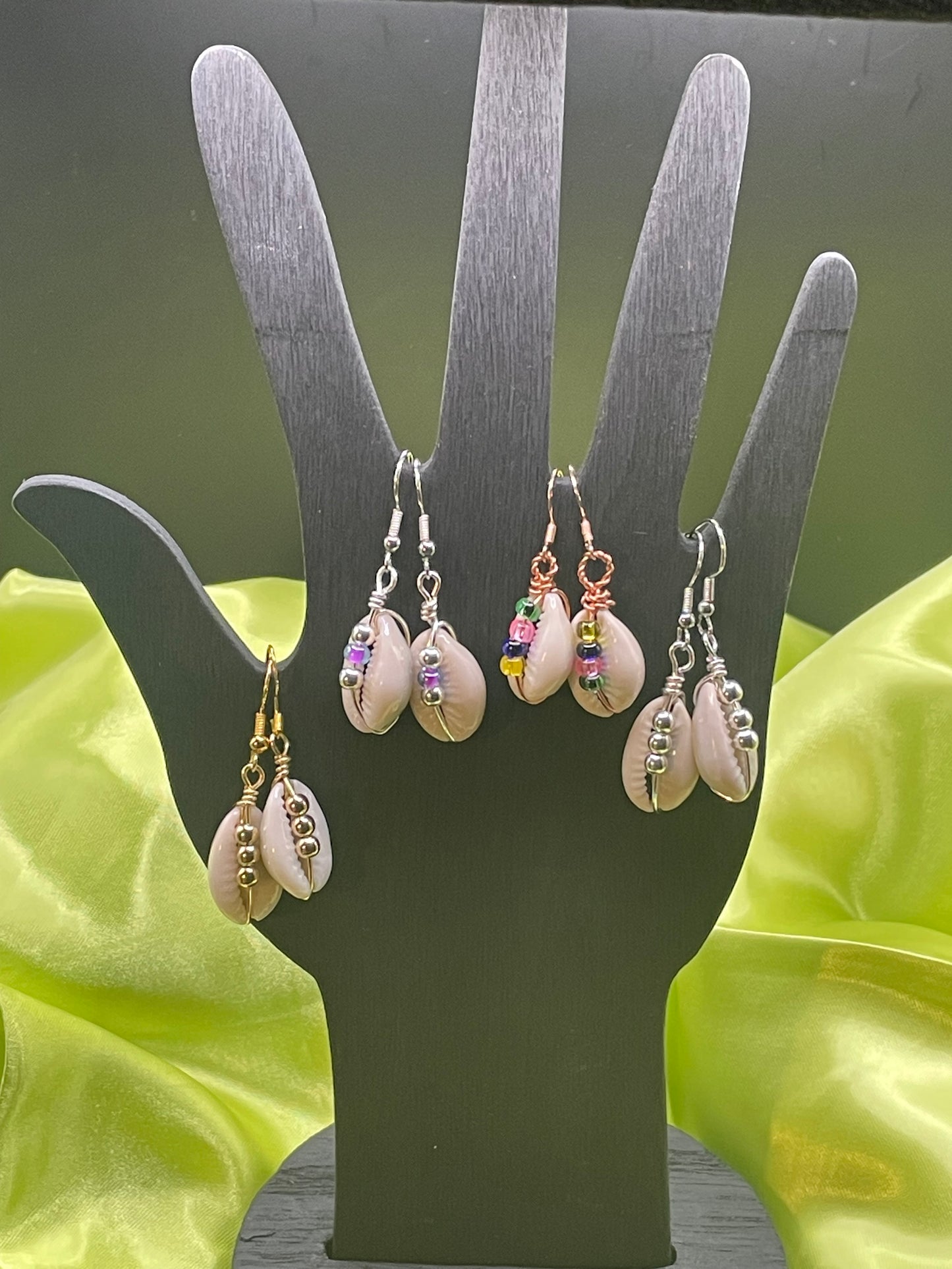 Beaded Cowrie Shell Earrings