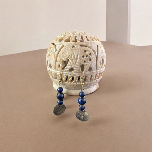 Lapis Bead & Blue Shell Earrings