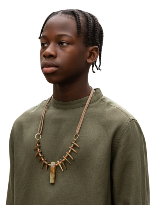Agate Necklace with Coconut Spikes